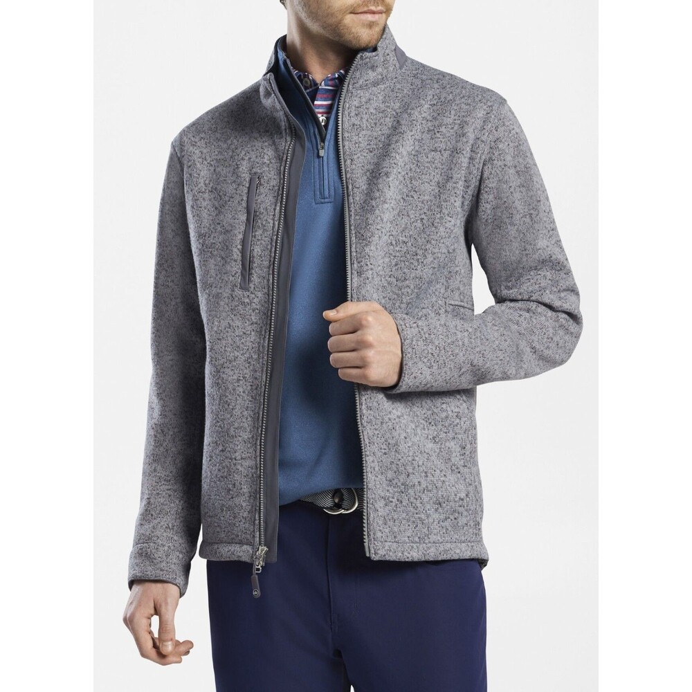 Peter Millar Condor Sweater Fleece Jacket Men XL Gray Crown Sport Full Zip Prep